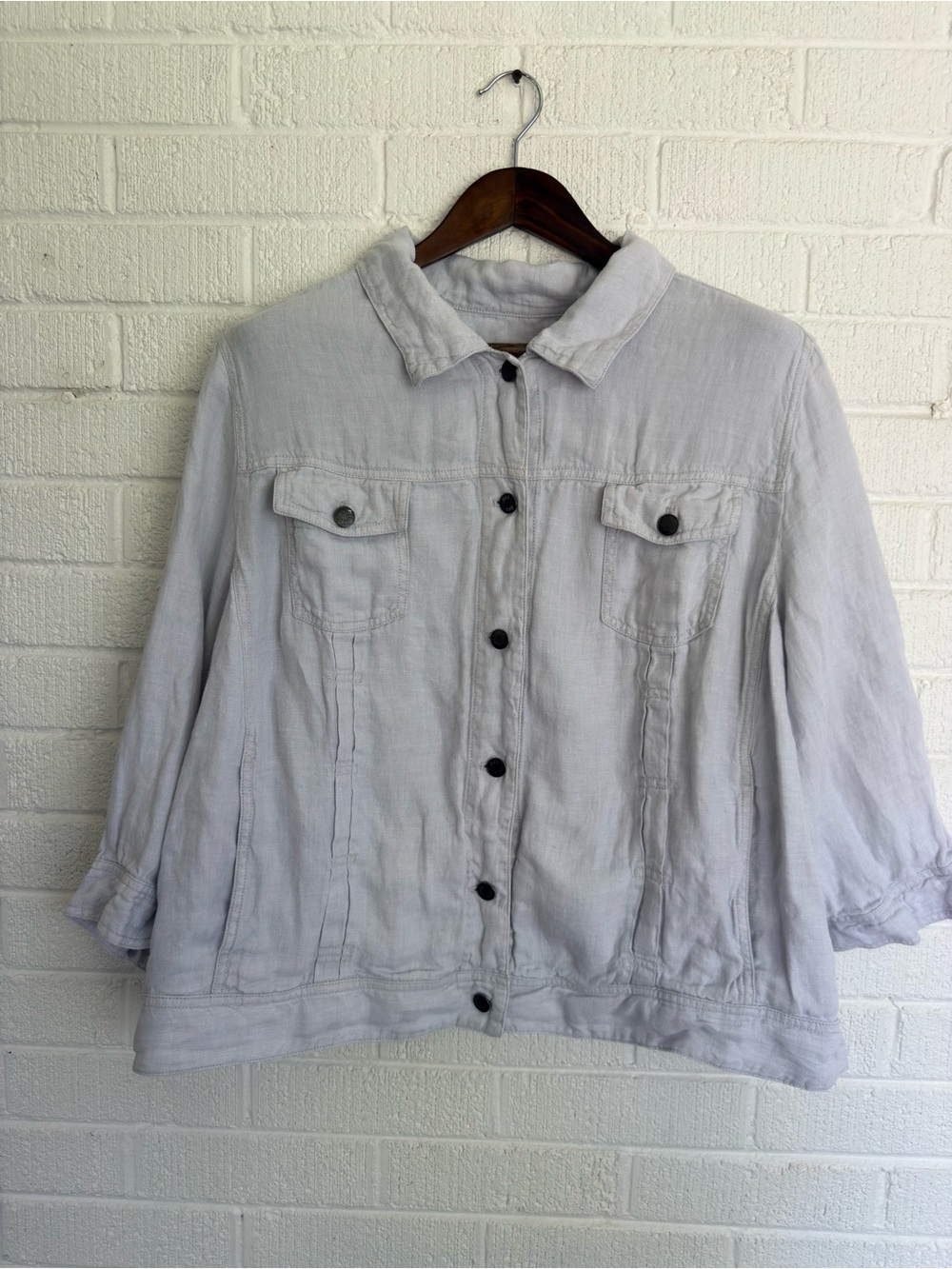 J. Jill Pale Gray Linen Button-Front Jacket